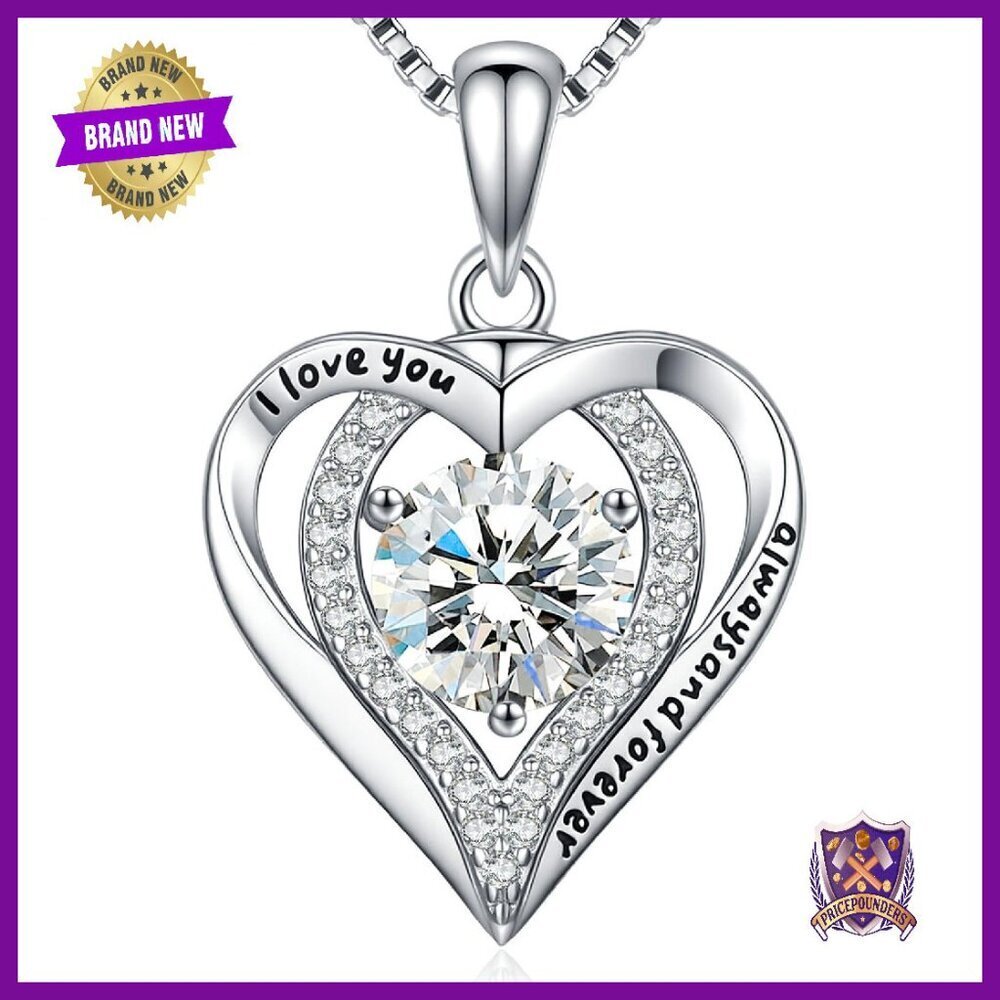 1-3 Carat Moissanite Heart Pendant Necklace 925 Sterling Silver Gift